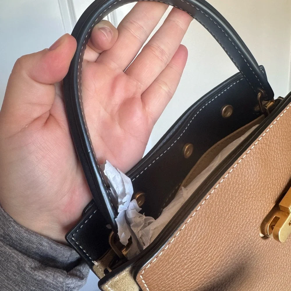 Tory Burch Brown/Black Leather Bag Lee Radiwitz Petite with Gold Hardware - Picture 7 of 16